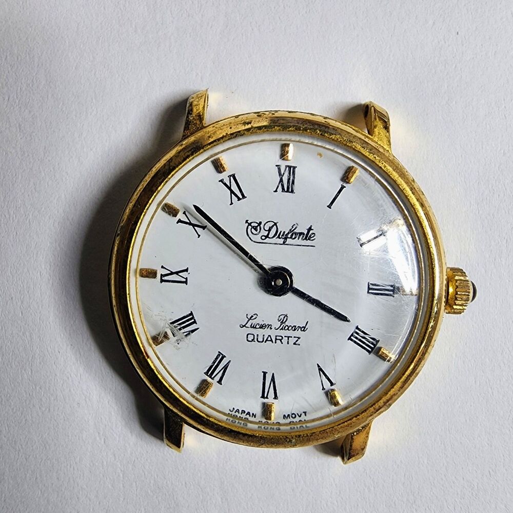 Vintage DuFonte Lucien Piccard Women’s Watch Gold Tone Ladies Round Face